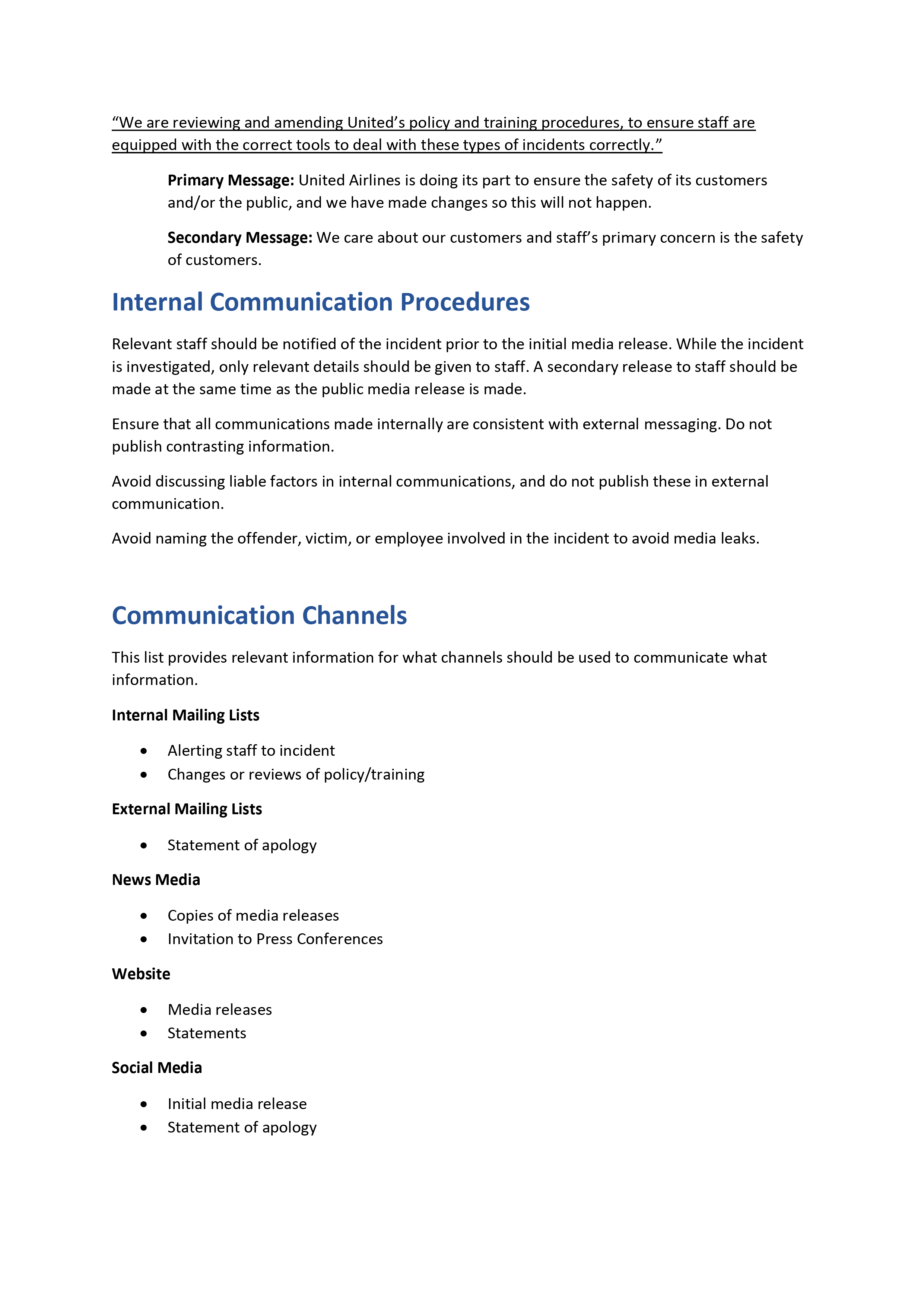 Creating a Crisis Plan for United Airlines’ PR nightmate – Max Killoh ...